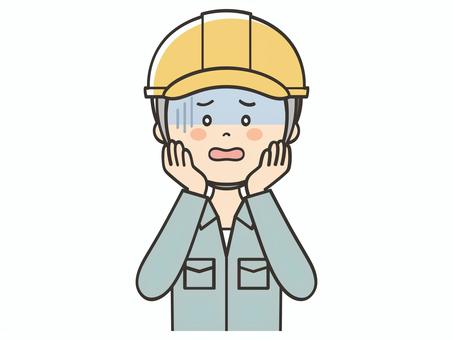 焦った表情の男性作業員 焦った表情の男性作業員 焦る,困る,不安,ガーン,ショック,絶望,緊張,落ち込む,建築士,現場監督のイラスト素材