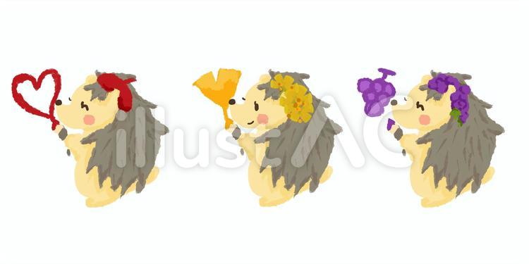 ハリネズミと芸術の秋 ハリネズミ,芸術,お絵描きのイラスト素材