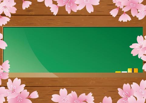 Cute spring cherry blossoms and blackboard background material, JPG Cute spring cherry blossoms and blackboard background material, spring, cherry blossoms, blackboard, JPG