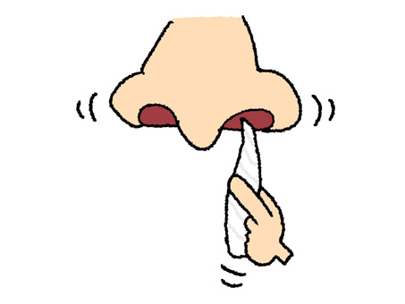 こより こより,ねじる,ティッシュペーパー,鼻,くしゃみ,誘発,pop調,手描き,挿絵,ワンポイントのイラスト素材