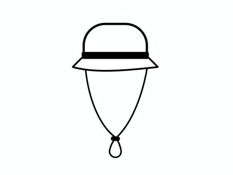 紐付きのハットの白黒アイコン2 サファリハット,バケットハット,ハット,帽子,ファッション,日除け,アウトドア,探検,白黒,モノクロのイラスト素材