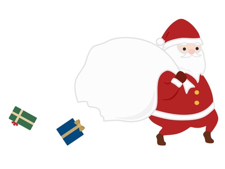 プレゼントを落としているサンタクロース サンタクロース,サンタ,クリスマス,プレゼント,落とす,歩く,忍び足,荷物,ユニーク,挿絵のイラスト素材