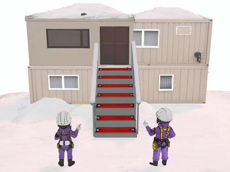 冬の建設工事現場の転倒防止のヒートマット ヒートマット,冬,雪,凍結,作業員,安全,確認,建設業,土木,建築のイラスト素材
