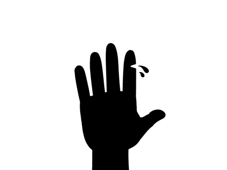 右手5 右手,手,人体,広げる,手のひら,傷,傷口,血,怪我,シルエットのイラスト素材