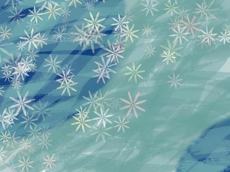 水彩風 花模様 青系 ぼかし