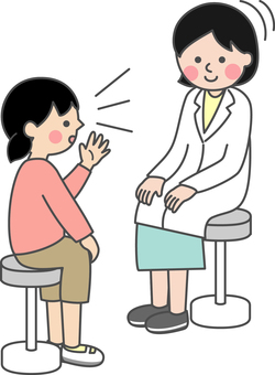 椅子に座り対面で話す女の子と頷く女性 女の子,全身,話す,説明,相談,悩み,身振り,カウンセリング,手振り,女性のイラスト素材