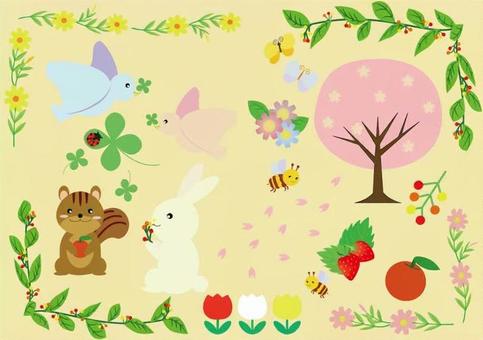 The Arrival of Spring, spring, plant, small animals, JPG and AI