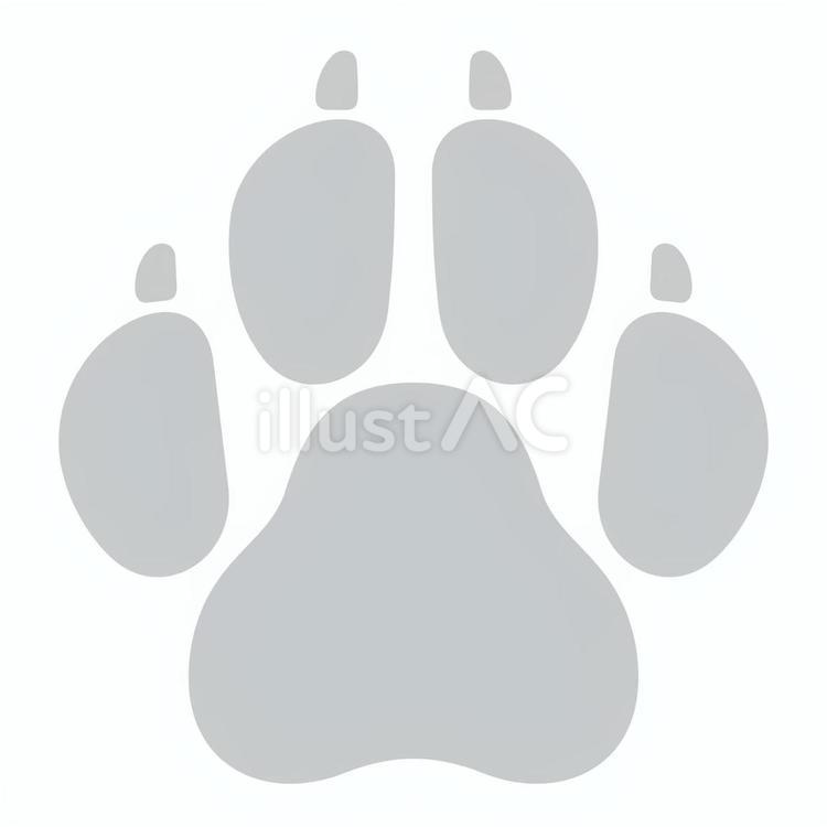 犬の足あと02（中型犬･爪あり）グレー 足跡,犬,動物のイラスト素材