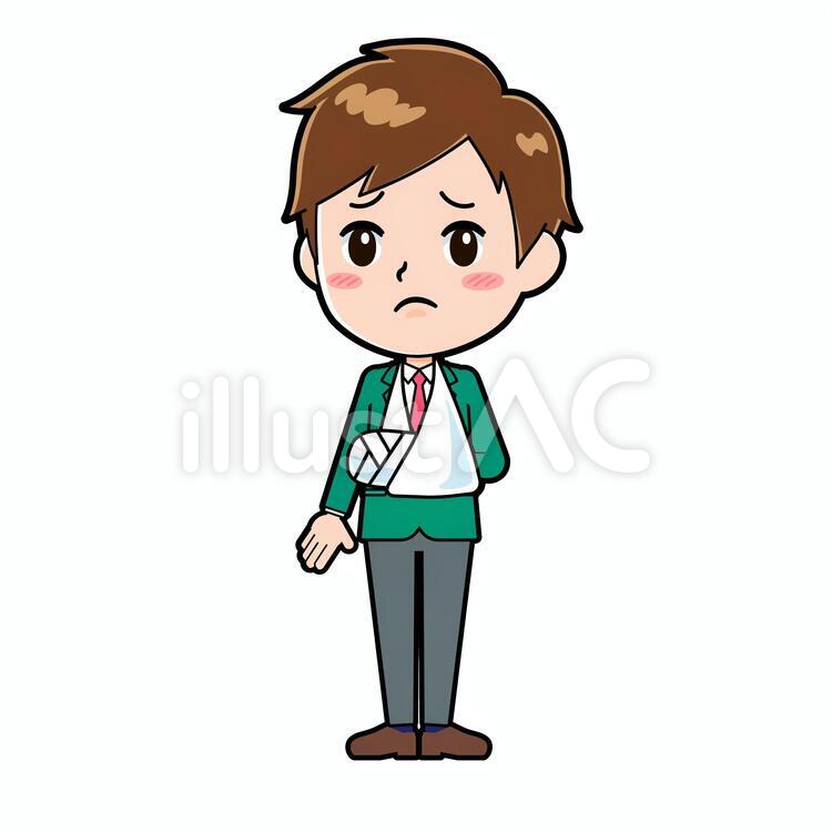 学生ブレザー男性　骨折 腕 男性,人物,学生のイラスト素材