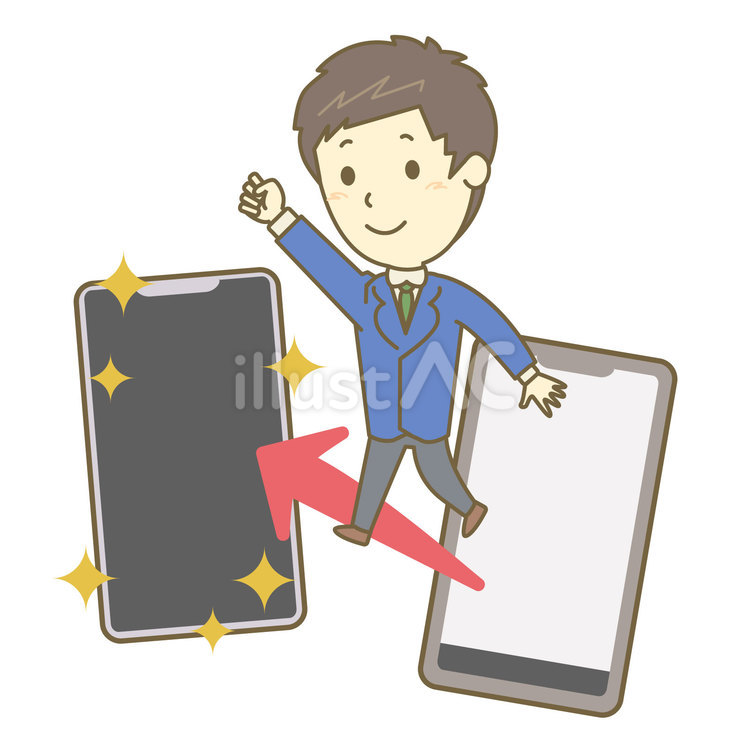 他のスマホに乗り換える男子高校生 スマートフォン,スマホ,男子のイラスト素材