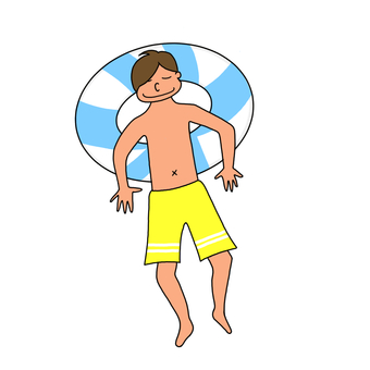浮き輪に寝る男性 夏,浮き輪,男性,水着,プール,日焼けのイラスト素材