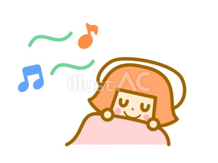 子守歌と女の子　ピンク 子守歌,睡眠,安眠のイラスト素材