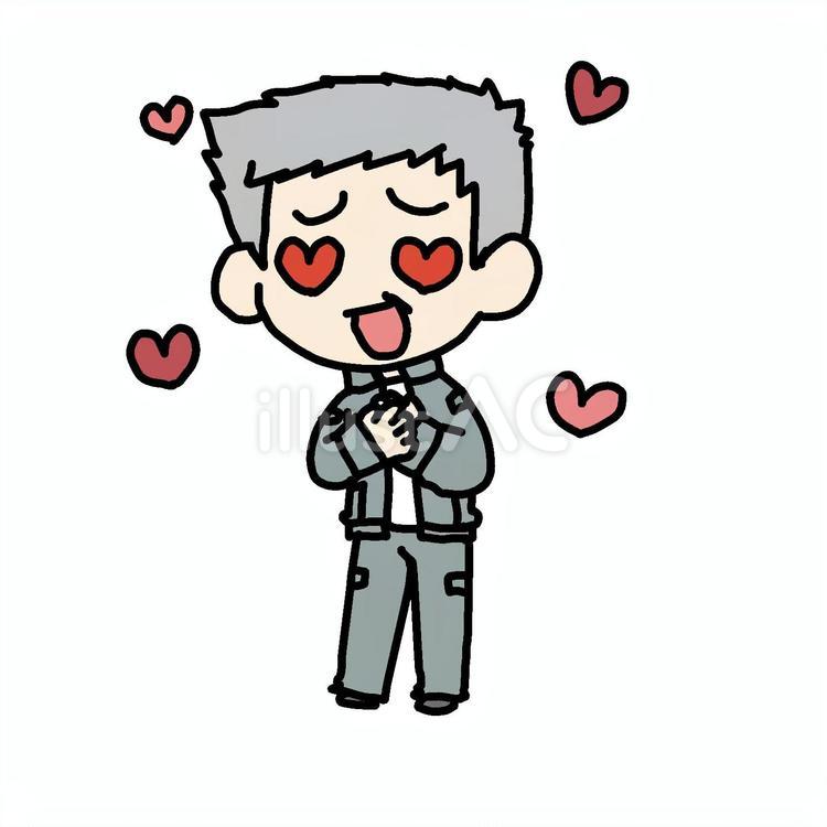 ときめきに胸を押さえるおじいさん おじいさん,胸,ときめきのイラスト素材