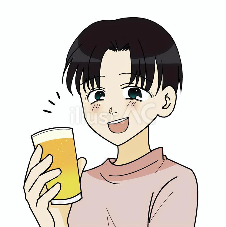 お酒を飲む男性 人物,お酒,ビールのイラスト素材