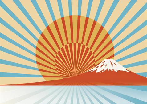 Illustration, first sunrise, sunrise, fuji mountain, 