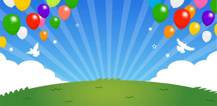 背景素材 /風船と鳩 横長バナー