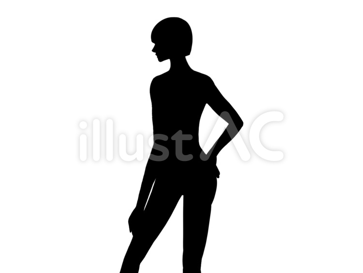 スタイルの良い女性・横顔のシルエット 横顔,女性,シルエットのイラスト素材