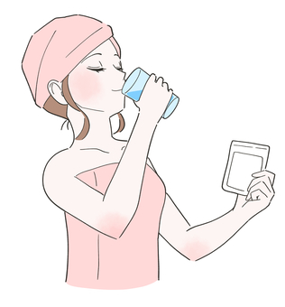 サプリを飲む女性のイラスト