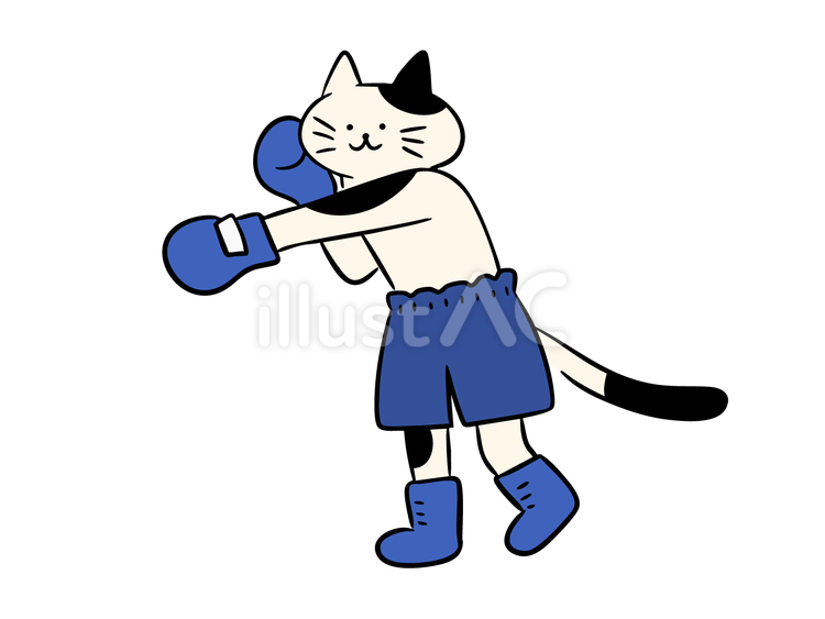 ボクシングをする猫（カラー） 猫,ボクシング,フィットネスのイラスト素材