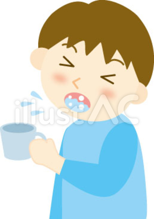 うがいをする男の子 うがい,男子,男の子のイラスト素材