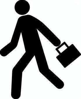会社に行く人2 会社,人,通勤,ピクトグラム,歩く,シルエット,棒人間,カバン,徒歩,人物のイラスト素材