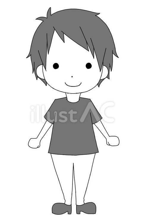 男の子（グレー） 男の子,イラスト,手書きのイラスト素材