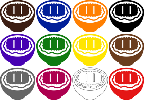 ピクトグラムのかつ丼です。 ピクトグラム,かつ丼,シンプル,食べ物,丼もの,日本食,和食,とんかつ,卵とじ,揚げ物のイラスト素材