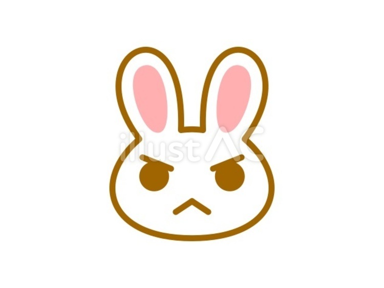 うさぎ　怒り　白 ウサギ,動物,顔のイラスト素材