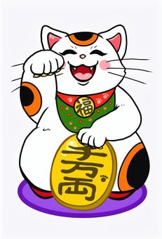 Illustration, lucky cat, кошка сан-мао, кот, 