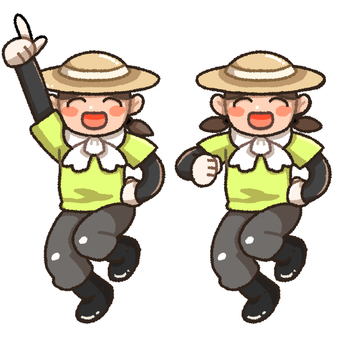ダンスする農家の女性 農家,畑,たんぼ,ダンス,農作業のイラスト素材