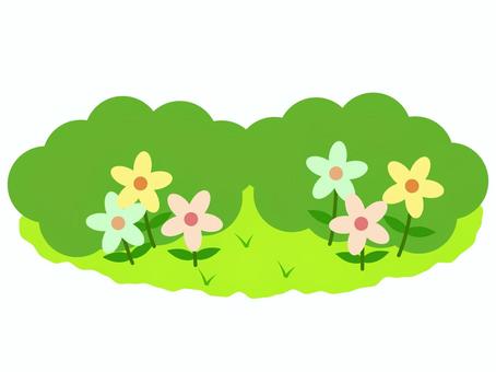 芝生に咲くかわいいお花 花,芝生,植物,植え込み,茂み,自然,きれい,挿絵,かわいい,シンプルのイラスト素材