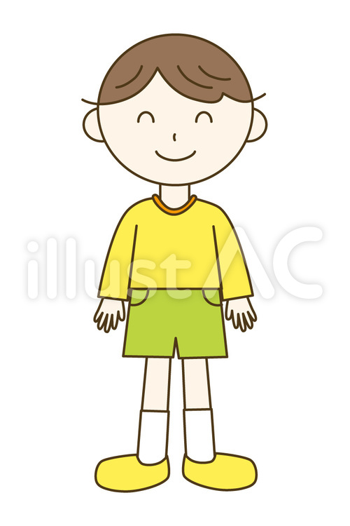 笑顔の男の子_全身 男の子,人物,子供のイラスト素材