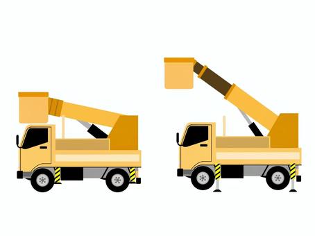 バケット車のセット 高所作業車,バケット車,工事車両,作業車,電工,乗り物,車,車両,２t車,セットのイラスト素材