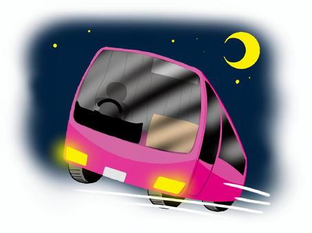 走れ夜行バス 夜行,バス,長距離,夜,月,星のイラスト素材