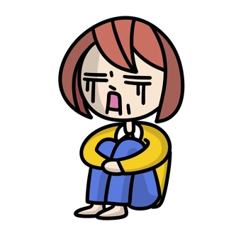 いじける人 いじける,体育座り,女子,女の子,悲痛,顔面蒼白,一人,全身,悲しい,すねるのイラスト素材