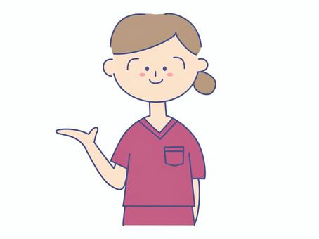 スクラブを着た女性②案内 看護師,医師,女性,案内,人,人物,求人,募集,医療従事者,医療のイラスト素材