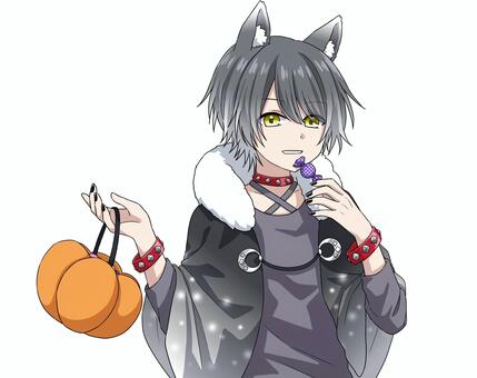 男の子 ハロウィン,仮装,コスプレ,人物,男の子,キャラクター,犬耳,狼耳,獣人,人外のイラスト素材