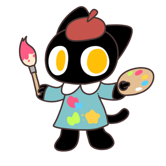 ねこ画家 猫,画家,絵描き,筆,パレット,芸術,創作,アートのイラスト素材