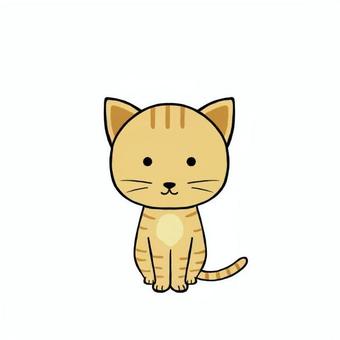両手をそろえて座る茶トラ猫 猫,茶トラ,座る,お座り,動物,かわいい,シンプル,ゆるい,手描き,手書きのイラスト素材