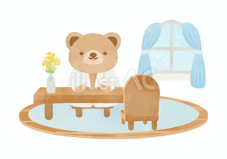 白衣を着たクマとカウンセリングルーム クマ,動物,医者のイラスト素材