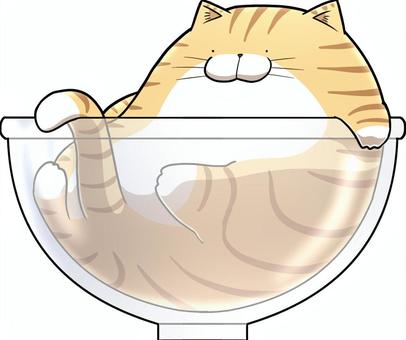 ボールに入る猫 ネコ,動物,ペット,丸い,茶トラ,ゆるい,かわいい,くつろぐ,リラックスのイラスト素材