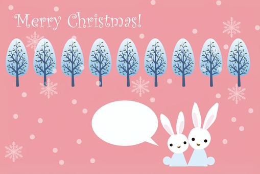 うさぎのクリスマスカード うさぎ,ウサギ,兎,クリスマスカード,クリスマス,冬,雪,親子,友達,ともだちのイラスト素材