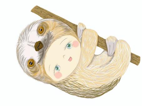 ナマケモノさん02 動物,ナマケモノ,子ども,着ぐるみ,もふもふのイラスト素材