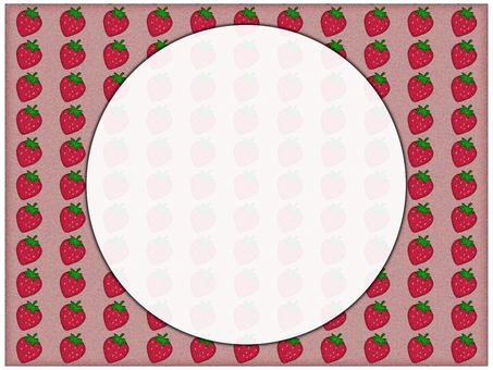 苺のフレ−ム　円　ピンク 苺,イチゴ,いちご,フレーム,ポストカード,メッセージカード,柄,パターン,円,丸のイラスト素材