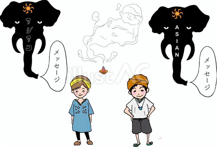 アジアン風 アジアン,象,お香のイラスト素材