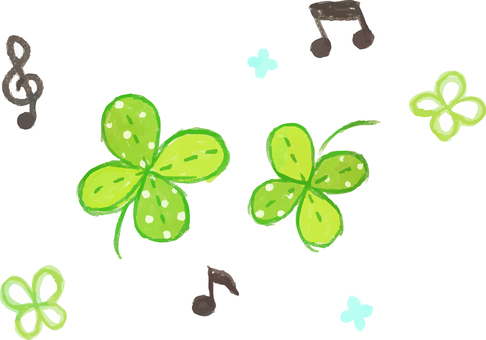 平成風クローバー クローバー,音符,平成レトロのイラスト素材