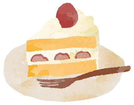 手書きのお菓子（ショートケーキ） 手書き,ケーキ,ショートケーキ,生クリーム,苺,苺のケーキ,スポンジ生地,伝統色,洋菓子,お菓子のイラスト素材