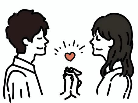 Men and women and hearts facing each other in front and connecting hands, , JPG, PNG và AI