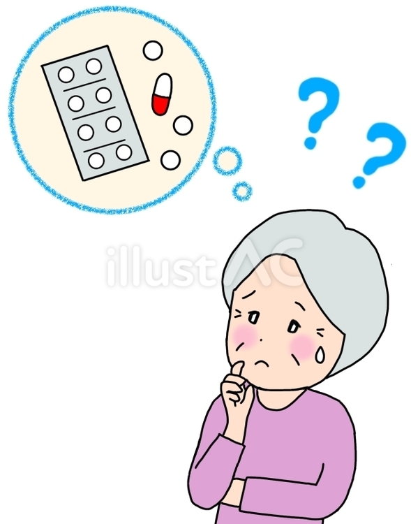 薬を飲んだかわからない認知症の高齢者 認知症,薬,飲むのイラスト素材