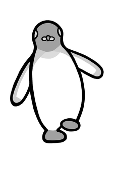 トコトコ歩くキングペンギン　グレー キングペンギン,オウサマペンギン,ペンギン,鳥,黒,白,グレー,羽,フリッパー,足のイラスト素材